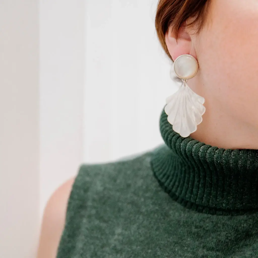 Aretes Concha Hoja Grande