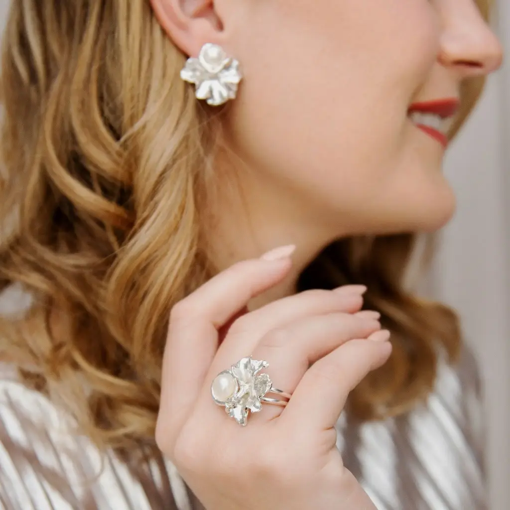 Anillo Guacal Perla Geranio