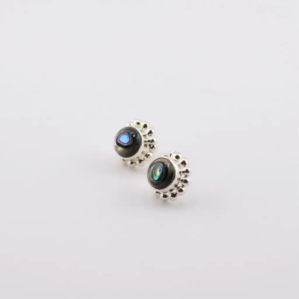 Aretes Flor Bolitas Piedra