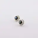 Aretes Flor bolitas Piedra