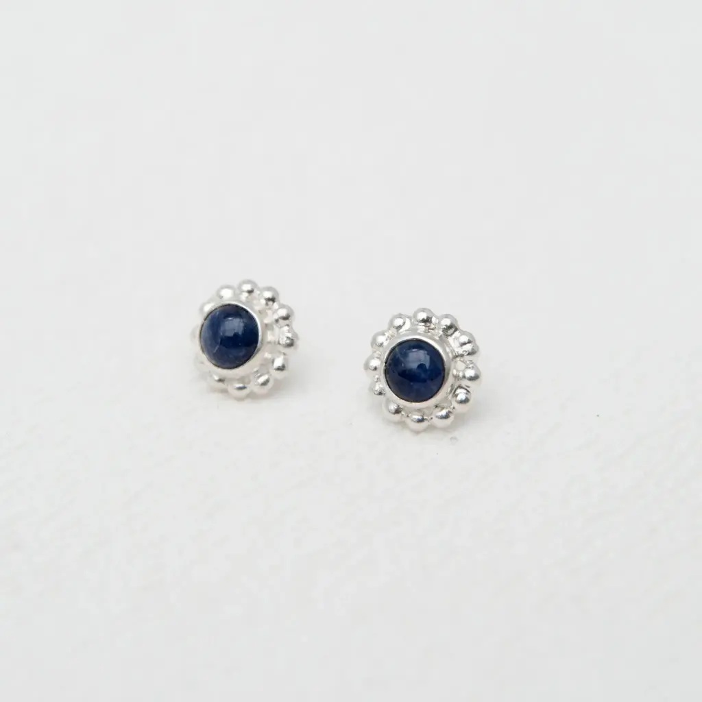 Aretes Flor Bolitas Piedra