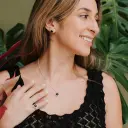 Aretes Flor Bolitas Piedra