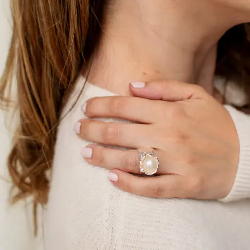 Anillo Banda Guacal Perla