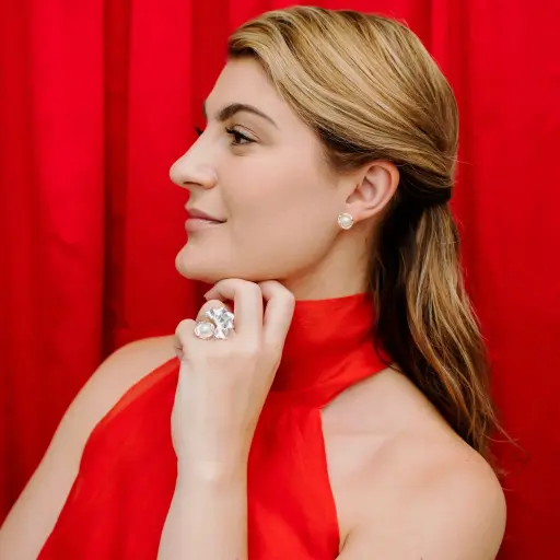 [004297] Aretes Guacal Perla Grande