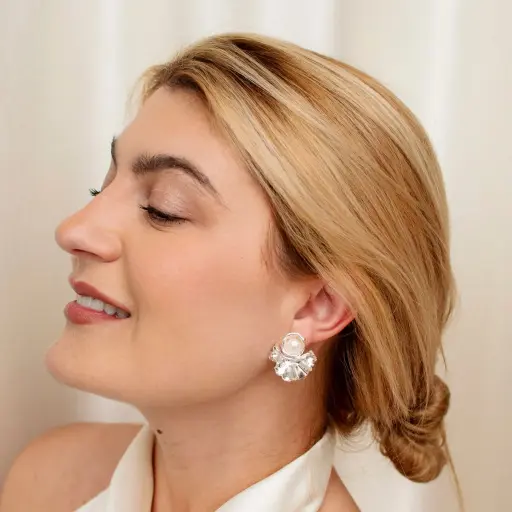 [004300] Aretes Guacal Perla Geranio