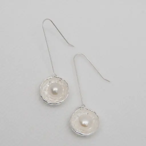 [004309] Aretes Bowl Perla Gancho