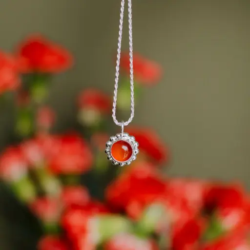 Dije Flor Bolitas con Piedra