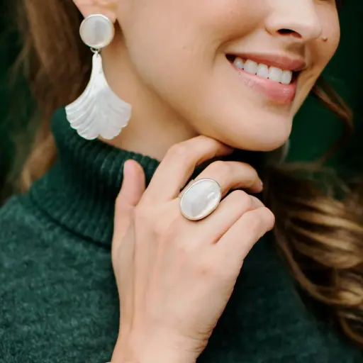 Anillo Banda Delgada Piedra Oval Grande