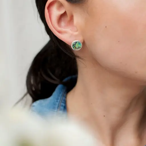Aretes Piedra Circular Pequeña