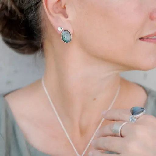 Aretes Piedra Oval Mediana