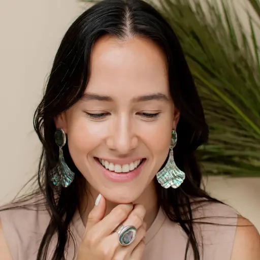 Aretes Concha Hoja Ginko Grande