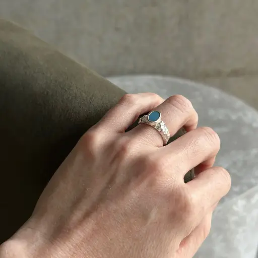 Anillo Coral Opalo Ovalado